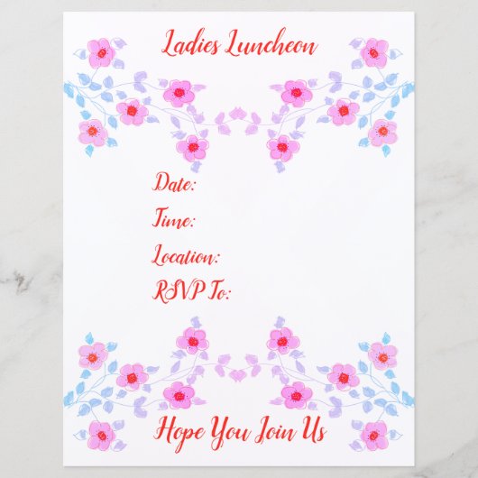 Papier Floral rose Accentué (Devant)