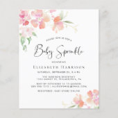 Papier Floral rose Aquarelle Baby Sprinkle Invitation (Devant)