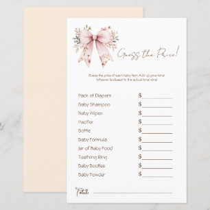 Papier Floral Rose Bow Girl Baby shower Prix Guess