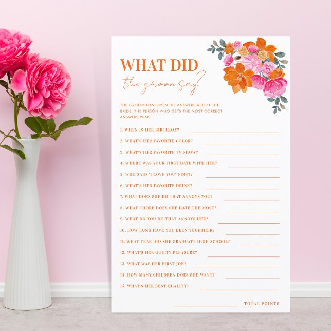 Papier Floral rose et orange Qu'est-ce que la salle a dit (Créateur téléchargé)