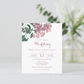 Papier Floral rose | Invitation du budget Mariage (Debout devant)
