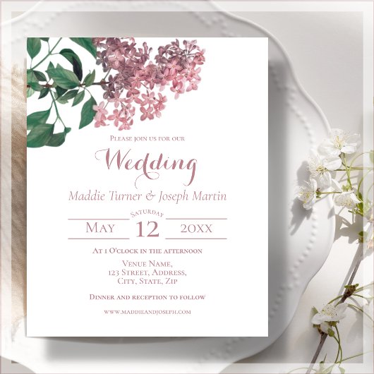 Papier Floral rose | Invitation du budget Mariage
