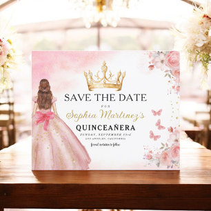 Papier Floral rose or princesse Anniversaire Quinceanera