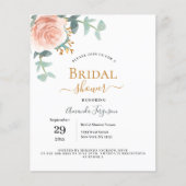 Papier Floral rose or verdure budget nuptiale douche (Devant)