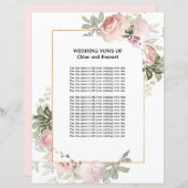 Papier Floral rose rose Vows mariage (Devant / Derrière)