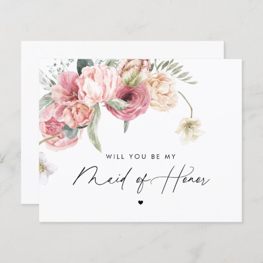 Papier Floral Script Seras-tu ma témoin de mariage (Devant / Derrière)