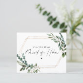 Papier Floral Script Will you will be My Maid of Honor (Debout devant)