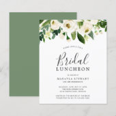 Papier Floral Vert Budget Déjeuner nuptial Invitation (Devant / Derrière)
