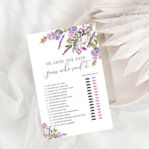 Papier Floral violet Il a dit qu'elle dit Fête des mariée