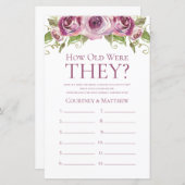 Papier Floral Violet Quel Âge Ont-Ils Été Fête des mariée (Devant / Derrière)