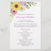 Papier Floral Wildflower Sunflower Daisy Wedding Program (Devant)