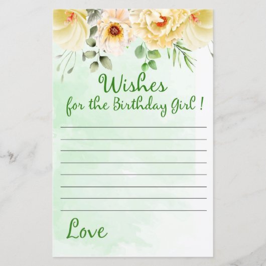 Papier Floral Wives pour la fille d'anniversaire (Devant)
