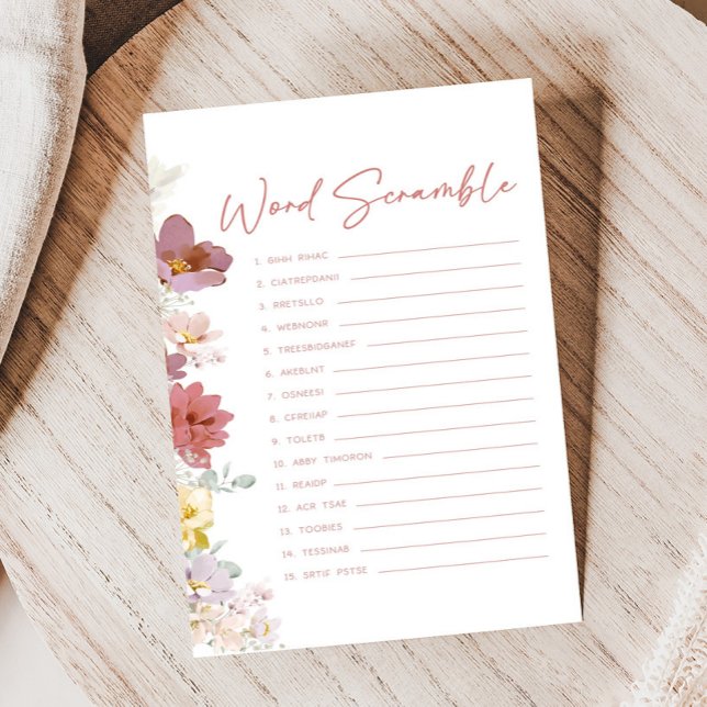 Papier Florals Baby Bloom Baby Shower Word Scramble Game (Baby In Bloom Baby Shower Game)