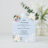 Papier Floraux de diamants bleus 60e faire-part de mariag (Debout devant)