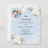 Papier Floraux de diamants bleus 60e faire-part de mariag (Devant)