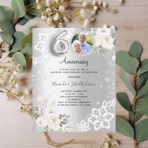 Papier Floraux de diamants en argent 60e faire-part de ma