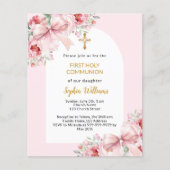 Papier Floraux roses arc arc arc première communion invit (Devant)