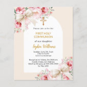 Papier Floraux roses arc arc arc première communion invit (Devant)