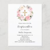 Papier Floraux roses en couronne croix Confirmation d'inv (Devant)