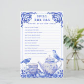 Papier Flore Bleu & Blanc Déverser le jeu de douche à thé (Debout devant)