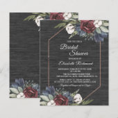 Papier Flore bleu Fête des mariées budget en bois (Devant / Derrière)