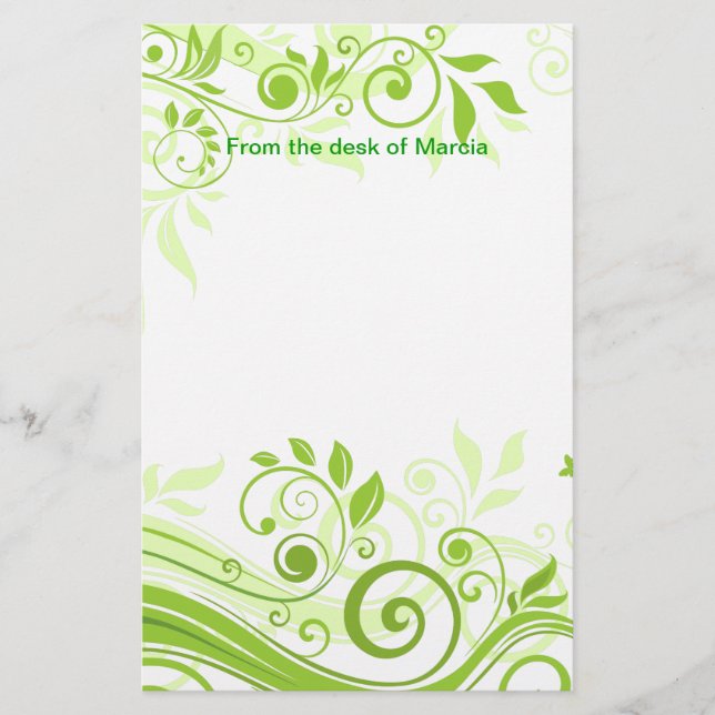 Papier Flore en teintes de vert frais (Devant)