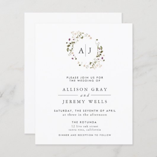 Papier Flore Faire-part de mariage (Devant / Derrière)