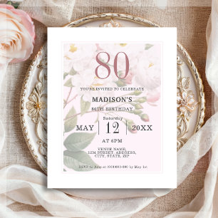 Papier Flore floue 80e Invitation d'anniversaire du bud