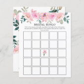 Papier Flore rose Fête des mariées verte Bingo Jeu (Devant / Derrière)