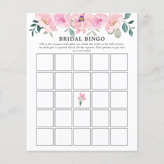Papier Flore rose Fête des mariées verte Bingo Jeu (Devant)