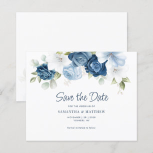 Papier Flore vert Dusty Bleu Enregistrer la date