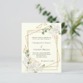 Papier Flores blanches d'ivoire faire-part de mariage géo (Debout devant)