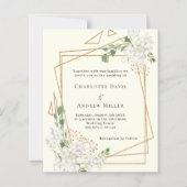 Papier Flores blanches d'ivoire faire-part de mariage géo (Devant)