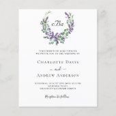 Papier Flores de lavande simples QR RSVP budget mariage (Devant)