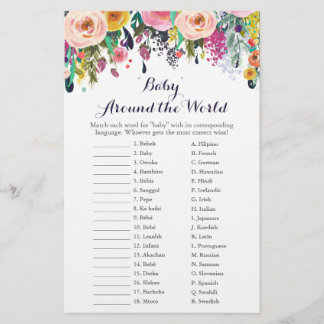 Papier Flower Baby autour du monde jeu de traduction