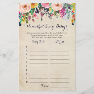 Papier Flower Guess Baby Song Baby shower Jeu