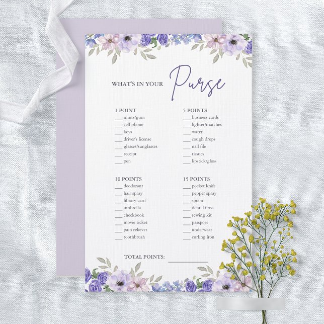 Papier Flower What's In Your Purse Fête des mariées Jeu (Flower What's In Your Purse Bridal Shower Game)