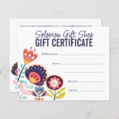 Papier Folk Art Store Shop Gift Voucher Certificate (Devant / Derrière)