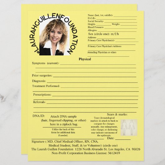 Papier Fondation Laurah Guillen Forme physique Médicale (Devant / Derrière)