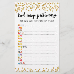Papier Food Emoji Pictionary jeu Quiz avec réponses