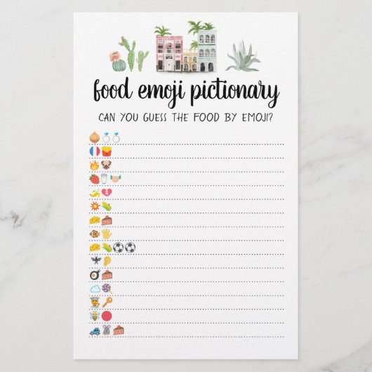 Papier Food Emoji Pictionary jeu Quiz avec réponses (Devant)