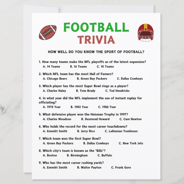 Papier Football Trivia Jeu (Devant)