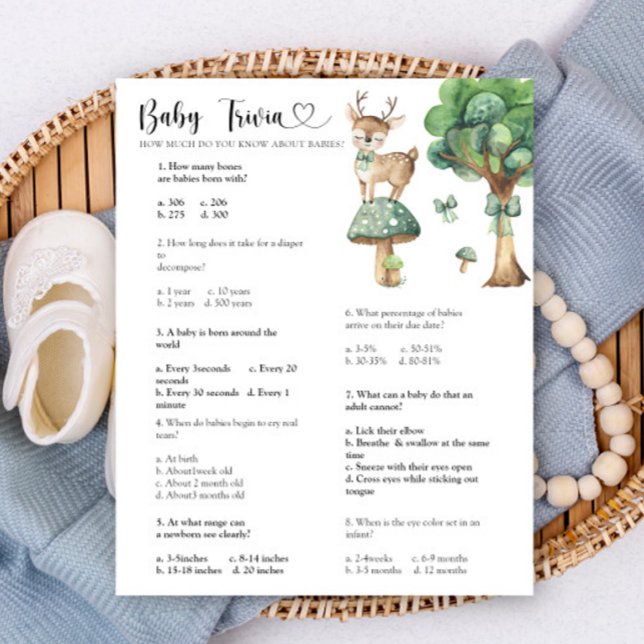 Papier Forest Deer - Trivia pour bébés | Jeu baby shower (Créateur téléchargé)