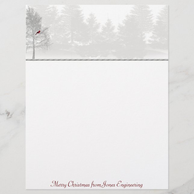 Papier Forêt Blanche enneigée avec Cardinal Rouge (Devant)