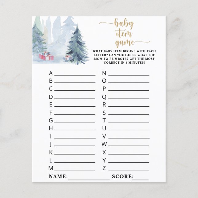 Papier Forêt bleue d'hiver \ Baby Item Game (Devant)