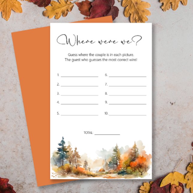 Papier Forêt d'automne Où étions-nous jeu de douche nupti (Créateur téléchargé)