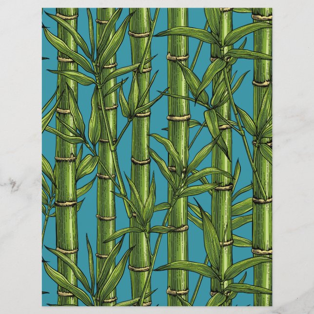 Papier Forêt de bambou sur bleu (Devant)