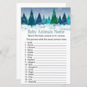 Papier forêt d'hiver Bébé Animaux Nom baby shower de jeu (Devant / Derrière)
