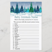 Papier forêt d'hiver Bébé Animaux Nom baby shower de jeu (Devant)