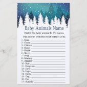 Papier Forêt d'hiver Bébé Animaux Nom baby shower de jeu (Devant)